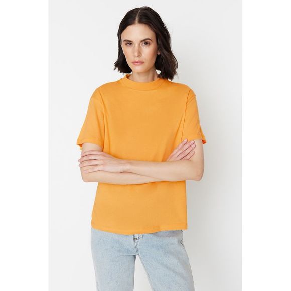 NWT Trendyol Women Regular Standing collar Knit T-Shirt - Picture 1 of 9